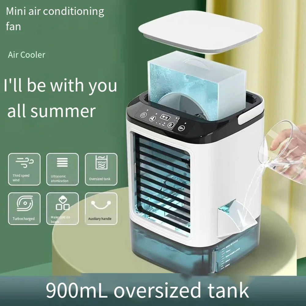 USB Portable Air Conditioner Fan with Humidifier &amp; LED Night Lamp
