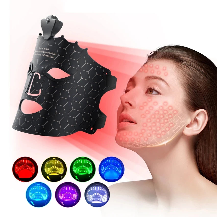 Portable Silicone LED Light Therapy Mask with 7 Colors for Skin Care