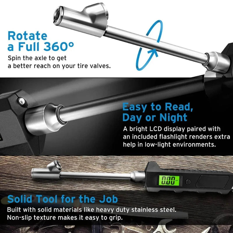 New Protable Digital Tire Gauge 230 PSI &ndash; Dual Head Design