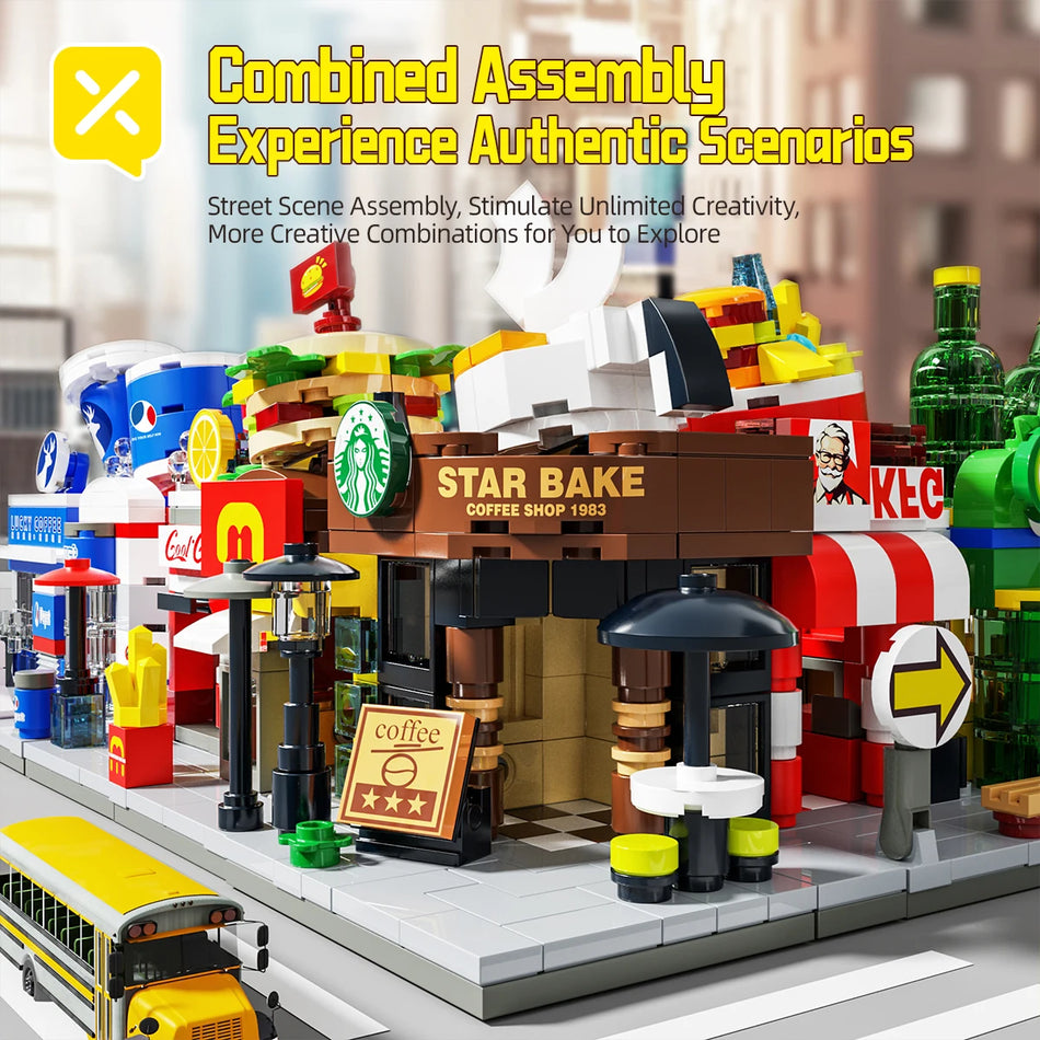 Doe-het-zelf Bouwstenen Fastfoodrestaurant Koffiehuis Model