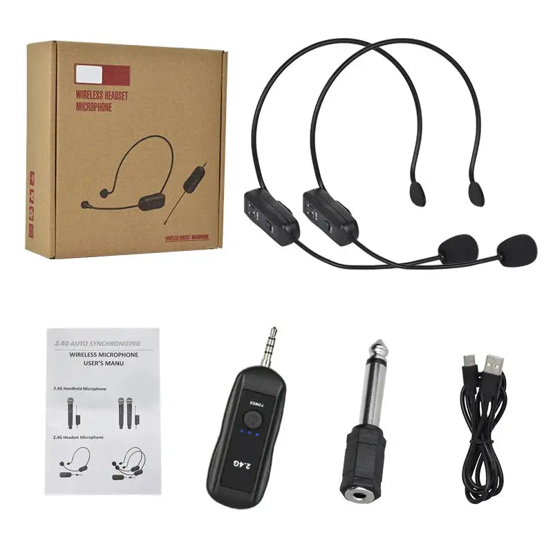 2.4G Head-mounted Wireless Lavalier Microphone Set Transmitter with Receiver for Amplifier Voice Speaker Teaching Tour Guide by InterCyprus Trading Ltd