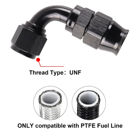 PIKBUK AN4/6/8/10 PTFE Oil Fuel Line Swivel Fitting 0-180 Degree Hose End Adaptor Assembly Kit Black by InterCyprus Trading Ltd