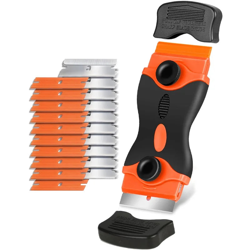 Plast- och metallskrapa med rakblad för applicering av bilfönsterfilm vinyl