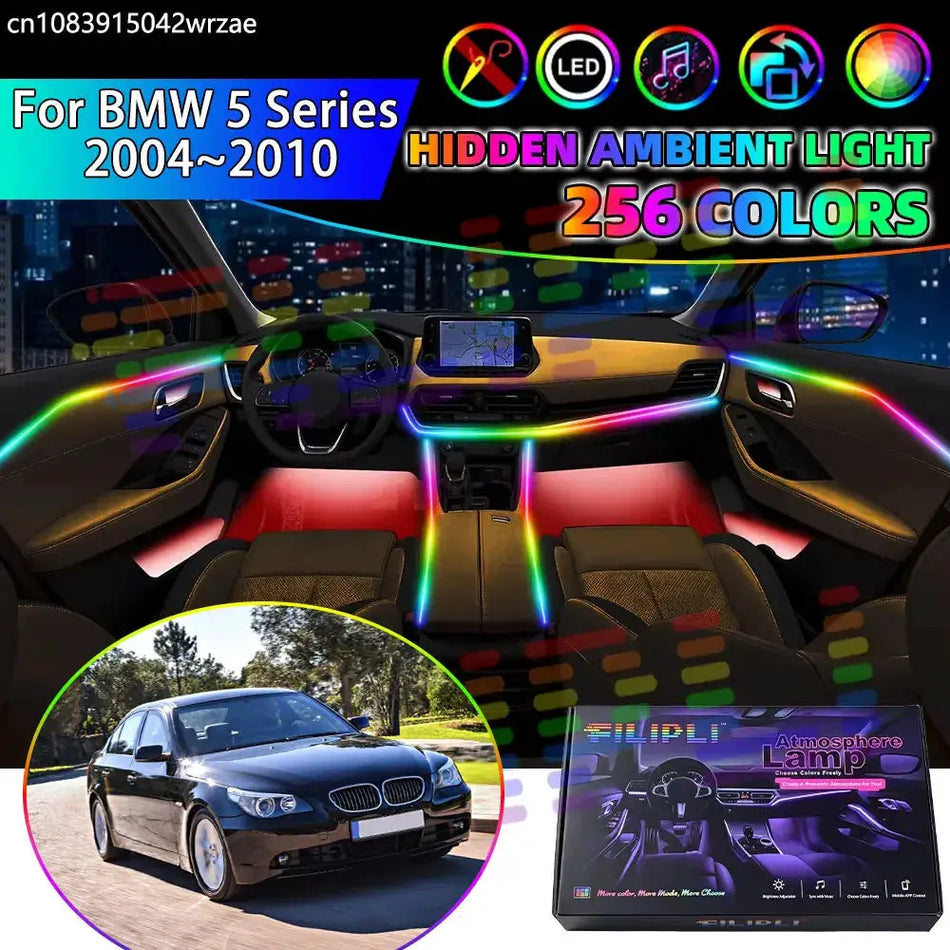 Interior LED Ambient Light Strips With App Control For BMW 5 Series E60 E61 by InterCyprus Trading Ltd