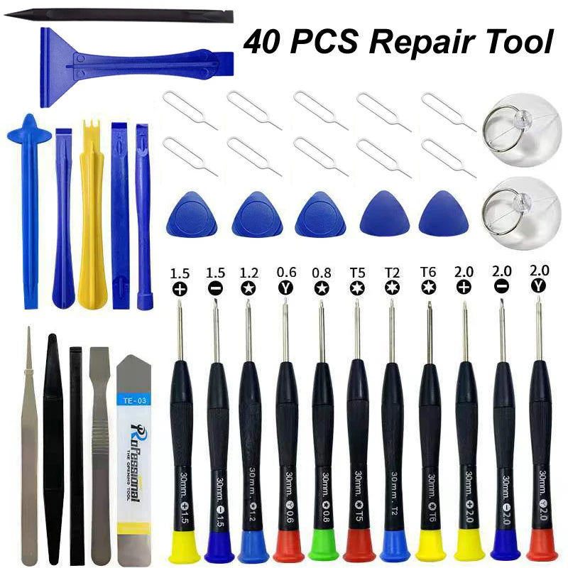 Universal Mobile Phone Repair Tool Kit for iPhone, iPad &amp; Laptops 40PCS Set