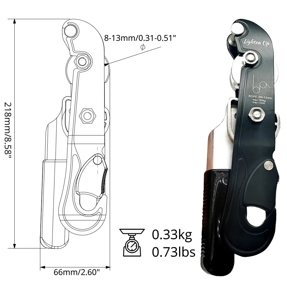 Lighten Up 25KN Climbing Descender for Ropes (0.35-0.5 Inch)