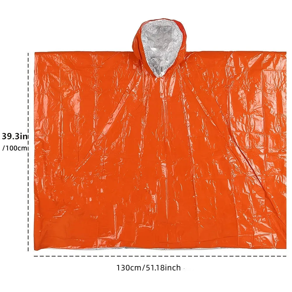 LIFE Emergency Thermal Rain Poncho with Space Blanket and Whistle