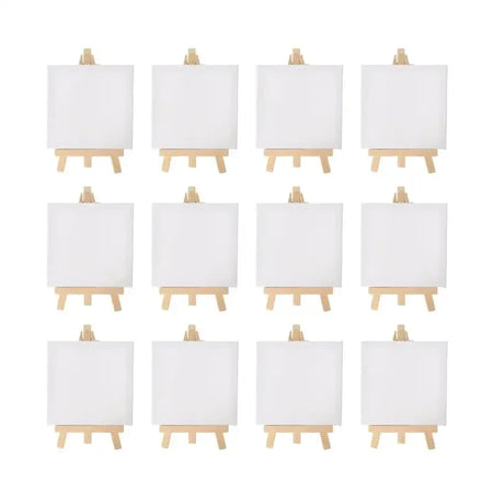 12Pcs 5 Inch Mini Easel Set &ndash; 3x3 Inch Canvases Included 8x8cm