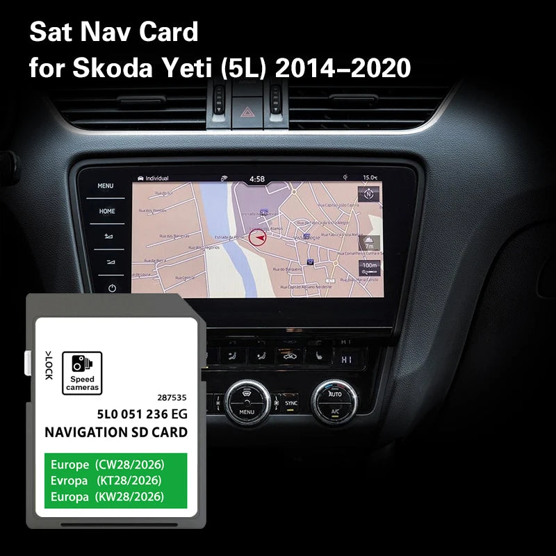Skoda Yeti 2014-2020 GPS SD Card - 32GB Europe Maps CHINA / Yeti 2014-2020