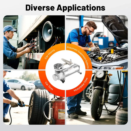 12V Air Compressor Kit &ndash; 200 PSI Copper Motor Heavy Duty