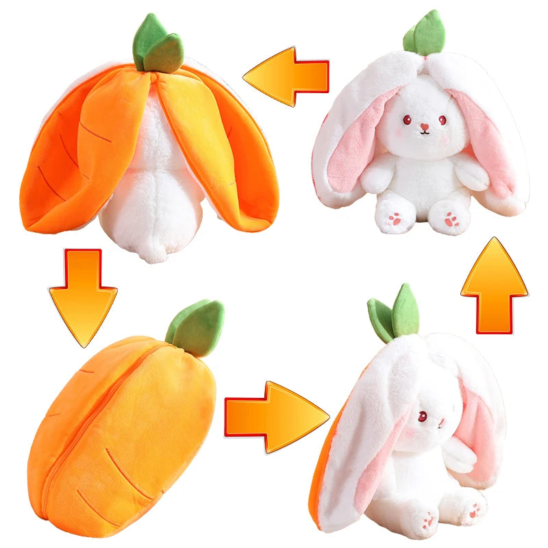 Kawaii Pink Rabbit Plush Toy with Carrot and Strawberry 20-45cm
