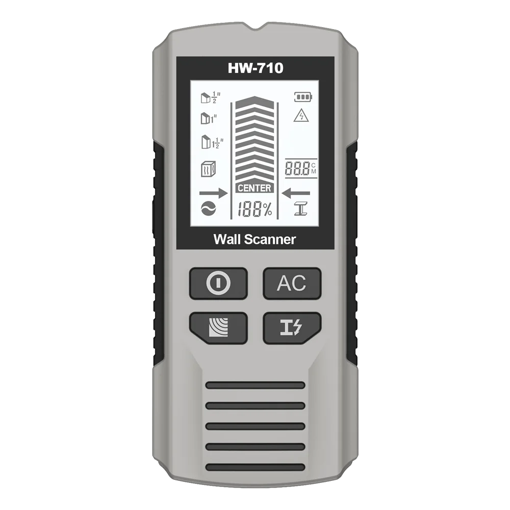 HW-710 6 In 1 Wall Metal Detector &ndash; Detects Studs And Wires Silver