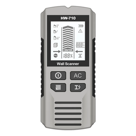 HW-710 6 In 1 Wall Metal Detector &ndash; Detects Studs And Wires Silver