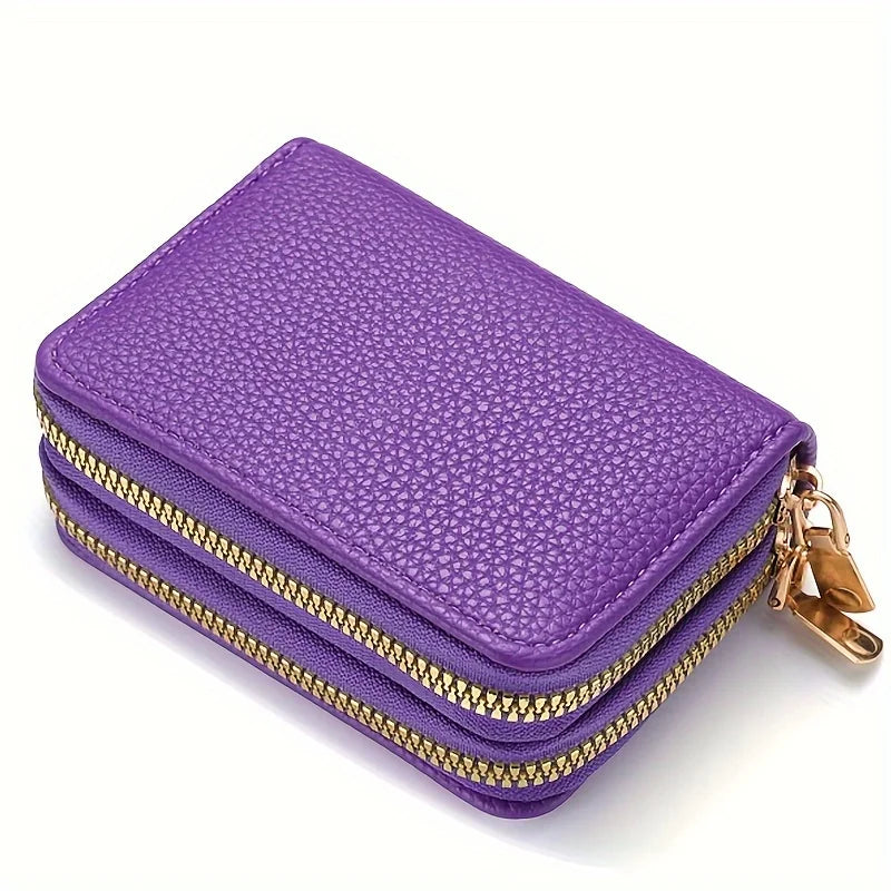 Women's Stylish Double Zipper Wallet with Large Capacity Coin Purse Purple