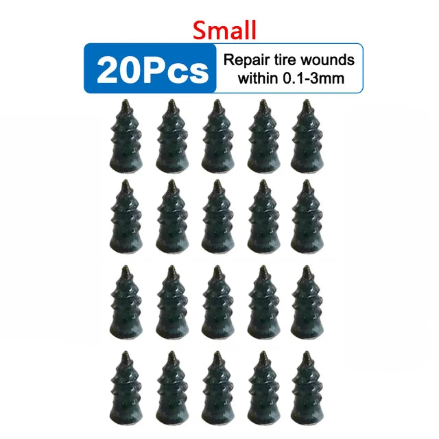 Vacuum Car Tyre Repair Rubber Nail Set - Tubeless Tire Screws Kit for Motorcycles &amp; Trucks small 20pcs