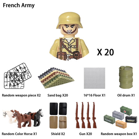 WWII Military Soldier Building Blocks Set - Compatible with Lego, Mini Gun Model Toy for Kids and Collectors