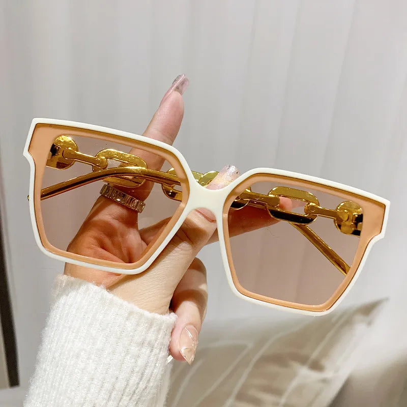 2025 Women Rectangle Vintage Sunglasses &ndash; Retro Cat Eye Beige