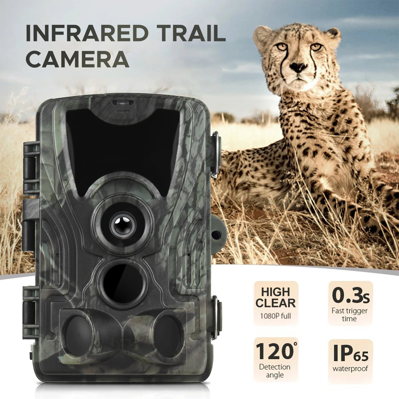 24MP Waterproof Trail Camera with Night Vision and Motion Activation