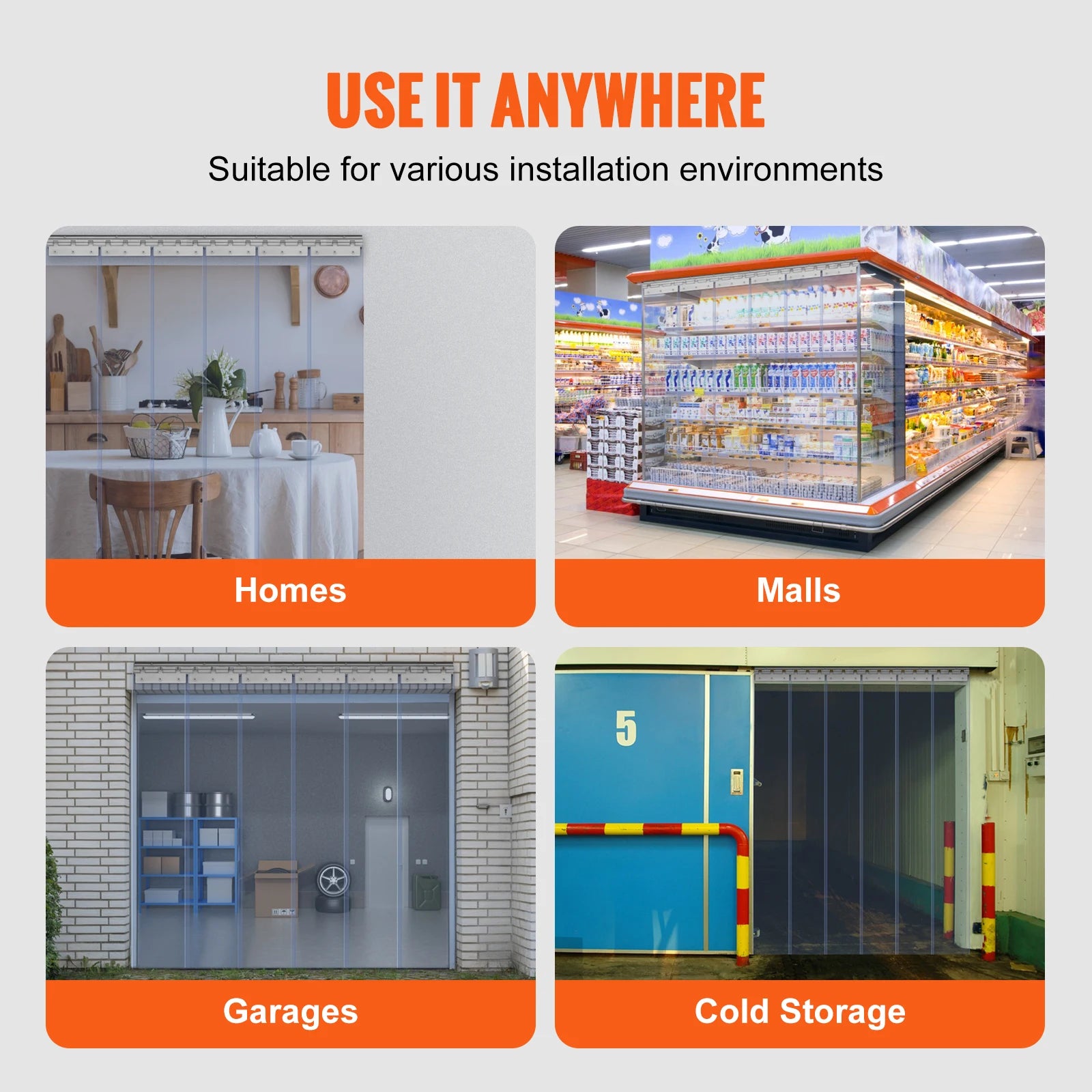 SucceBuy PVC Clear Strip Curtain 84x38 48 60 &ndash; Windproof