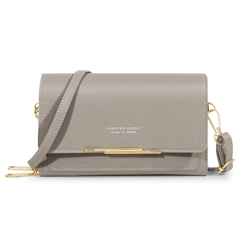 Women's Large Capacity Casual PU Wallet - Multi Card Shoulder Bag gray