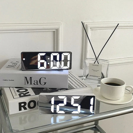 Curved Screen LED Digital Alarm Clock with Temperature and Calendar