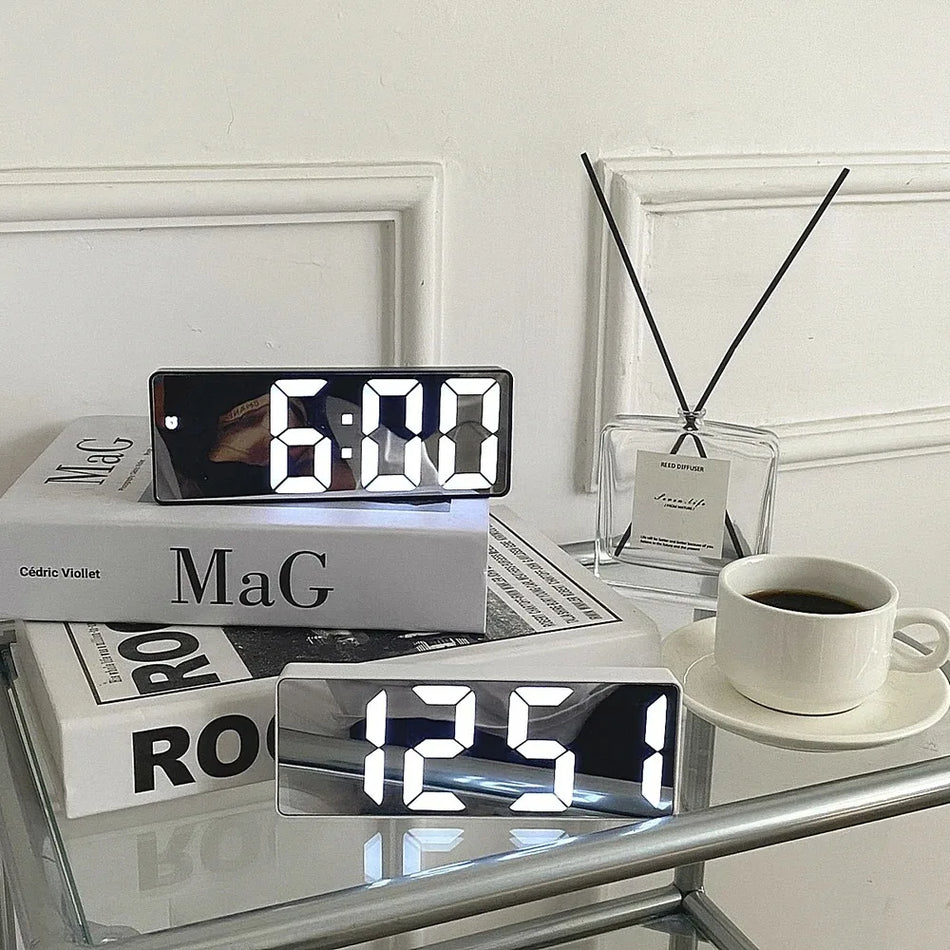 Curved Screen LED Digital Alarm Clock with Temperature and Calendar