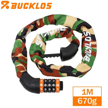 BUCKLOS Bicycle Chain Lock Zinc Alloy Bicycle Locks 0.65M 1M 1.2M 1.5M Universal Bike Password Locks for Scooter Electric E-Bike by InterCyprus Trading Ltd