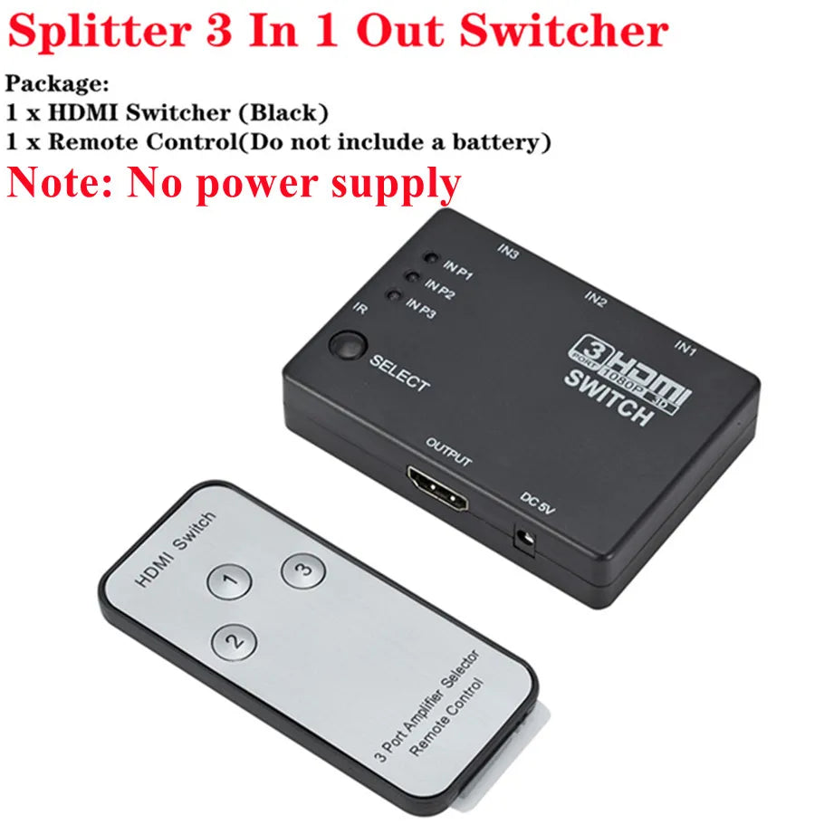 GRWIBEOU 4K 3x1 HDMI Switcher Adapter for Gaming and Multimedia Product H / <=0.5m / CHINA