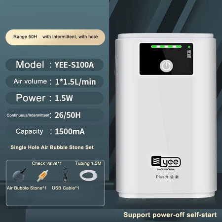 Choice Aquarium Oxygen Pump &ndash; Portable Quiet USB Battery YEE-S100A Stone