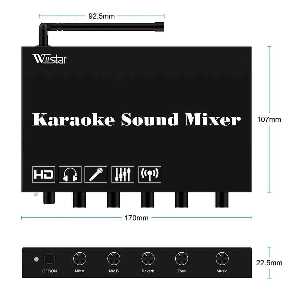 🟠 Sound Town Wireless Microphone Karaoke Mixer System с HDMI Optical (Toslink), 3,5-мм аудио, поддерживает Smart TV (SWM16-MAX)
