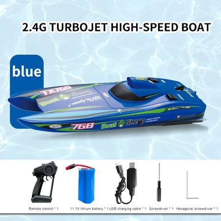 TX768 RC Boat &ndash; High Speed Brushless 45 KMH RC Speedboat Blue