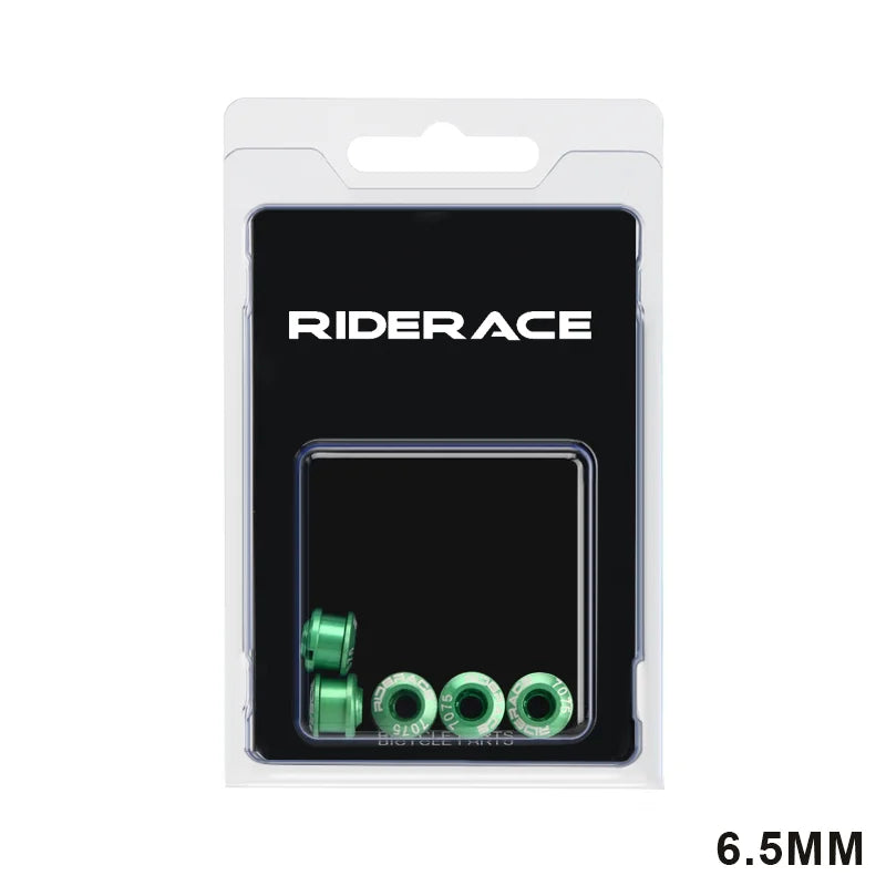 RIDERACE 5 PCS Bicycle Chainring Bolts &ndash; CNC 7075 Aluminum Ultra Durable Lightweight 6.5MM Green