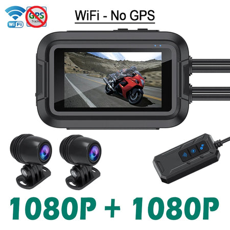 Dual 1080P Motorcycle DVR &ndash; Full Body Waterproof with WiFi GPS WiFi-No GPS / 64G