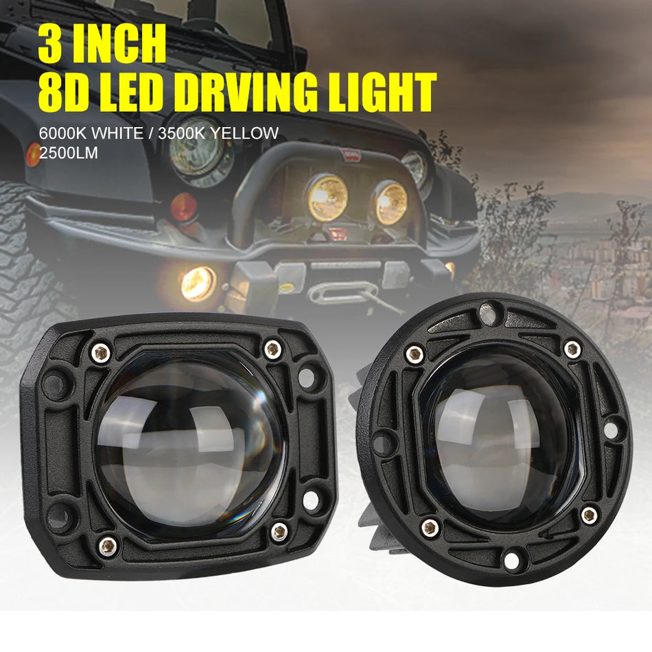 DRL Lights With LED Lens For Jeep Wrangler 12V/24V Dual-Color 6000K White 3500K Beam For Enhanced Road Visibility