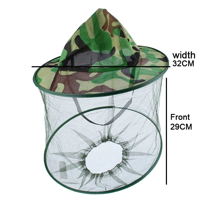 Camouflage Beekeeping Protective Hat &ndash; Mesh Face Shield