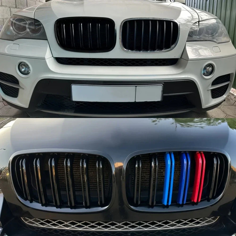 Grelha para BMW X5 E70 X6 E71 E72 2-Linhas Brilhante Estilo Rim Frontal Substituição em ABS, Acabamento Durável em ABS