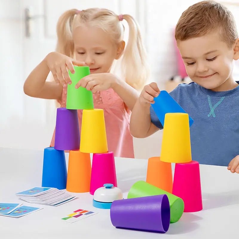 Jogo de Velocidade Stack Cup Brinquedos Montessori de Cognição para Crianças