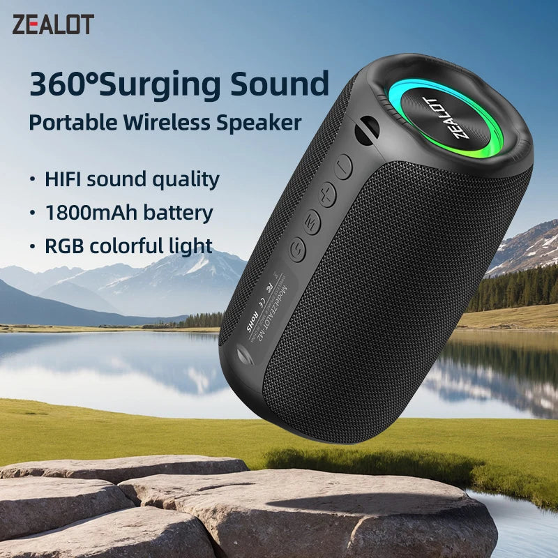 ZEALOT-M2 Bluetooth Speakers 10W Enhanced Bass Portable Outdoor Wireless Speaker 10Hrs IPX5 Waterproof Speaker Bluetooth 5.3
