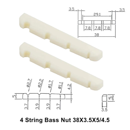 Miwayer 4/5/6 String Electric Bass Bone Bridge &ndash; Real Bone 38 3.5 5 mm