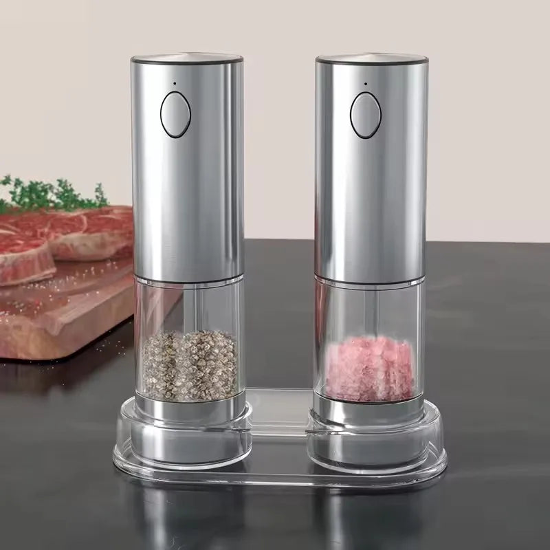 Electric Salt and Pepper Kit &ndash; USB Rechargeable Grinder silver2