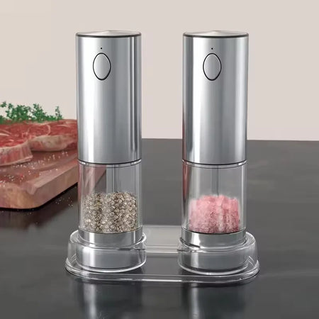 Electric Salt and Pepper Kit &ndash; USB Rechargeable Grinder silver2