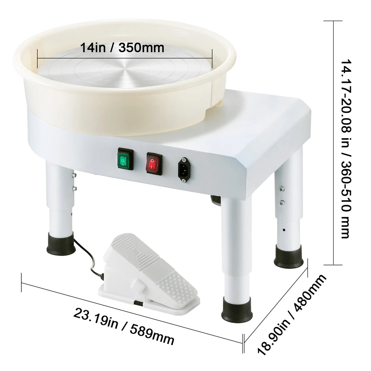 SucceBuy Pottery Wheel &ndash; Variable Speed 60-300 RPM 450W 35cm White / United States