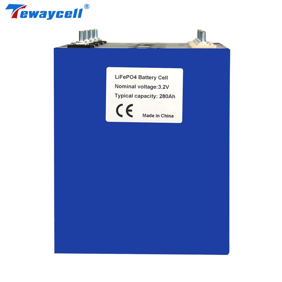 Tewaycell 3.2V 280Ah Batería LiFePO4 Celdas Prismáticas Para Solar Sistemas 12V 24V 48V Grado A