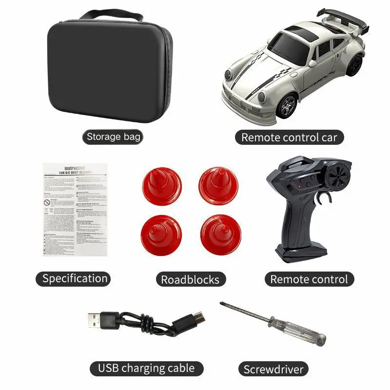 Teranty KF20 1:64 Scale Drift RC Car - Remote-Controlled Four-Wheel Racer KF20-A-Storage bag.