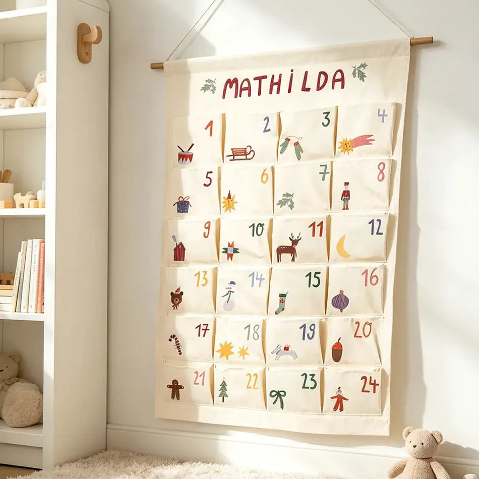 Custom Name Fabric Advent Calendar With 24 Pockets For Christmas by InterCyprus Trading Ltd