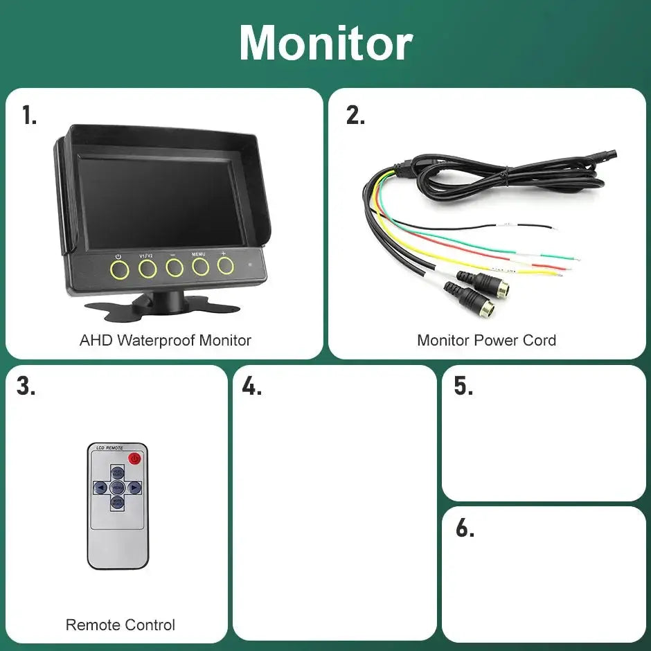 7 Inch Car DVR Monitor 2CH AHD Waterproof Rear View Camera by InterCyprus Trading Ltd