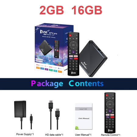 MYSTB Android 14 8K Quad Core Smart TV Box with Voice Remote and Dual Wifi 2GB 16GB / US Plug / CHINA