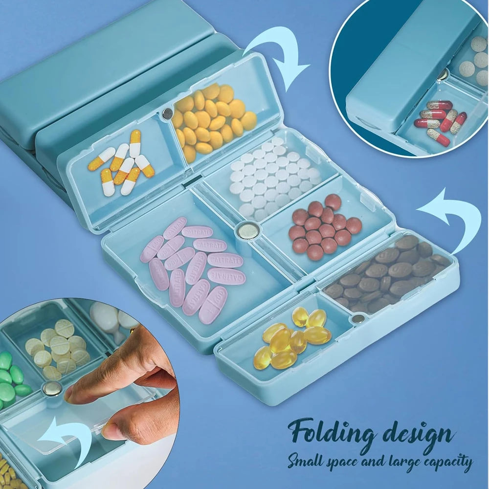 1Pcs Daily Pill Organizer &ndash; Portable Folding Design for Travel