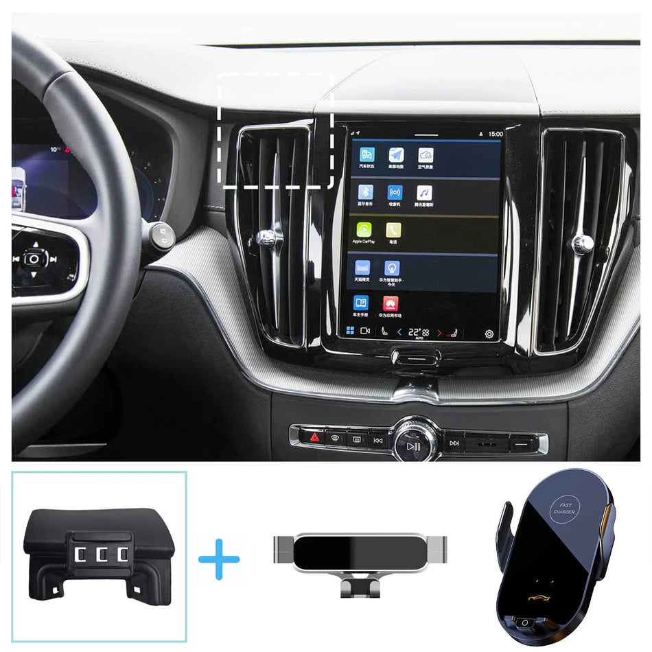 Volvo XC60 Trådlös Laddning Bil Telefonhållare Gravitation Bas