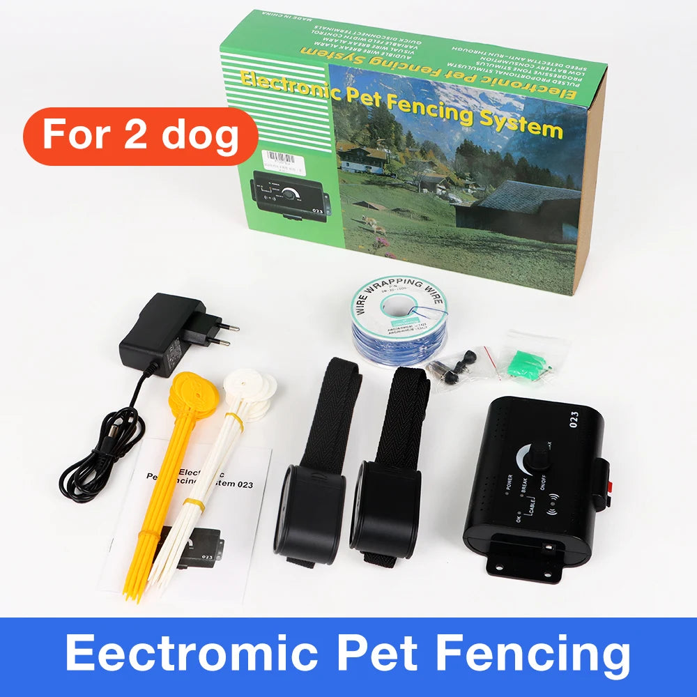 Invisible Wireless Dog Fence IP7 Kit &ndash; Beep and Shock For 2 dogs / US Plug